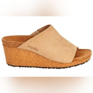New Papillio by Birkenstock Namica Rivets Leather Wedge Sandal Sandcastle 37 6.5
